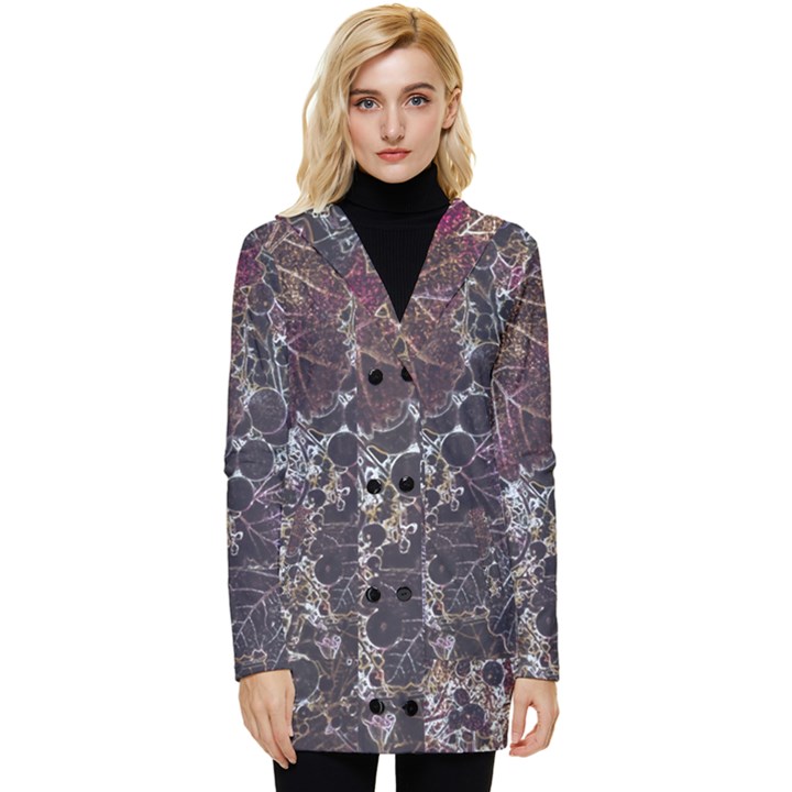 Grapevine Symphony Print Pattern Bk Button Up Hooded Coat 