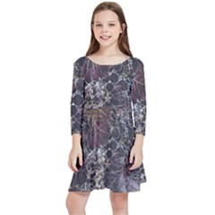 Grapevine Symphony Print Pattern Bk Kids  Quarter Sleeve Skater Dress by dflcprintsclothing