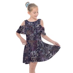 Grapevine Symphony Print Pattern Bk Kids  Shoulder Cutout Chiffon Dress by dflcprintsclothing