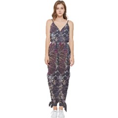 Grapevine Symphony Print Pattern Bk Sleeveless Tie Ankle Chiffon Jumpsuit by dflcprintsclothing