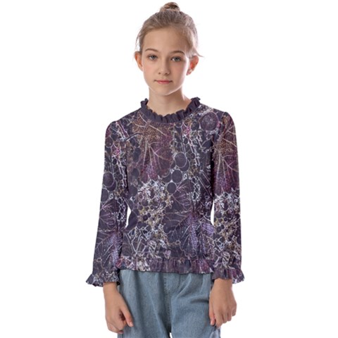 Grapevine Symphony Print Pattern Bk Kids  Frill Detail T-shirt by dflcprintsclothing