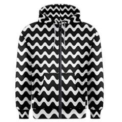 Wave-black White Men s Zipper Hoodie