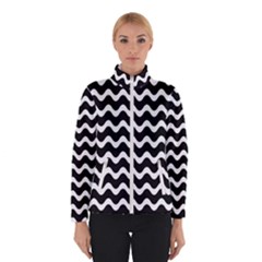 Wave-black White Women s Bomber Jacket