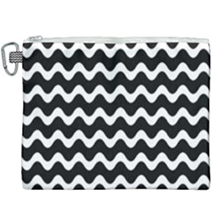 Wave-black White Canvas Cosmetic Bag (xxxl) by kyorashop23