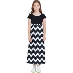 Wave-black White Kids  Flared Maxi Skirt by kyorashop23