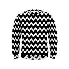 Wave-black White Kids  Sweatshirt