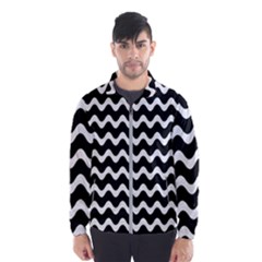 Wave-black White Men s Windbreaker