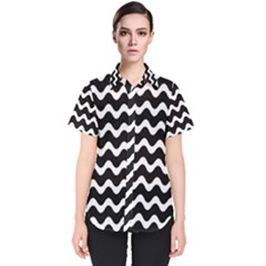 Wave-black White Women s Short Sleeve Shirt