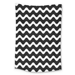 Wave-black White Large Tapestry