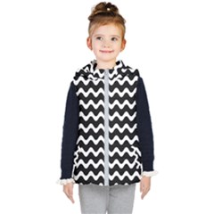 Wave-black White Kids  Hooded Puffer Vest