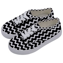 Wave-black White Kids  Classic Low Top Sneakers by kyorashop23