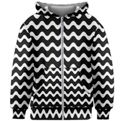 Wave-black White Kids  Zipper Hoodie Without Drawstring