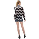 Wave-black White High Neck Long Sleeve Chiffon Top View2