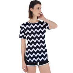 Wave-black White Perpetual Short Sleeve T-shirt by kyorashop23