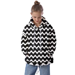 Wave-black White Kids  Oversized Hoodie