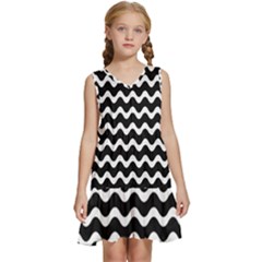 Wave-black White Kids  Sleeveless Tiered Mini Dress by kyorashop23