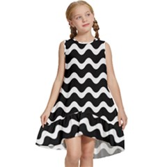 Wave-black White Kids  Frill Swing Dress by kyorashop23