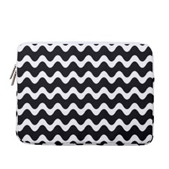 Wave-black White 13  Vertical Laptop Sleeve Case With Pocket