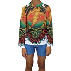 Grateful Steal Your Face Deadhead Hippie Logo Symbol Kids  Long Sleeve Swimwear by Loisa77