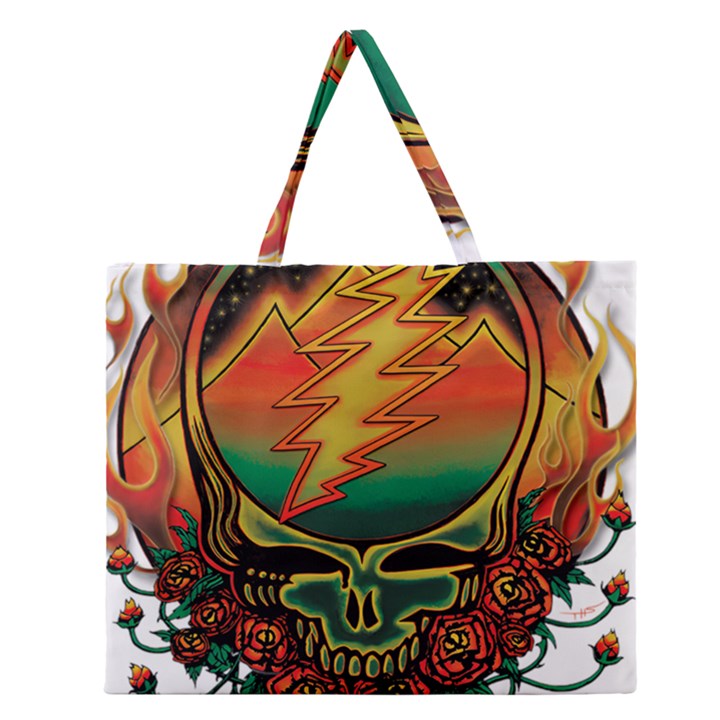 Grateful Steal Your Face Deadhead Hippie Logo Symbol Zipper Large Tote Bag