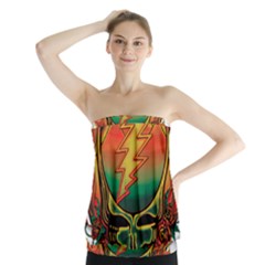 Grateful Steal Your Face Deadhead Hippie Logo Symbol Strapless Top by Loisa77