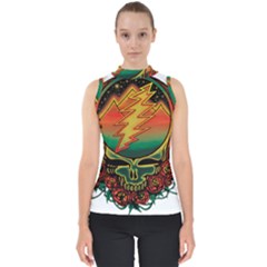 Grateful Steal Your Face Deadhead Hippie Logo Symbol Mock Neck Shell Top by Loisa77