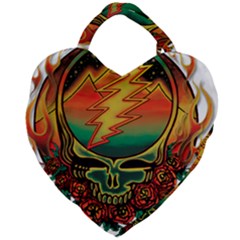 Grateful Steal Your Face Deadhead Hippie Logo Symbol Giant Heart Shaped Tote by Loisa77