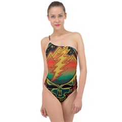 Grateful Steal Your Face Deadhead Hippie Logo Symbol Classic One Shoulder Swimsuit by Loisa77