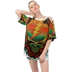 Grateful Steal Your Face Deadhead Hippie Logo Symbol Oversized Chiffon Top by Loisa77