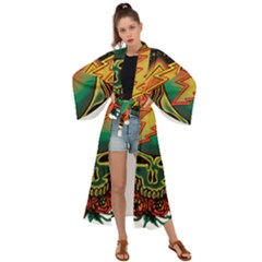 Grateful Steal Your Face Deadhead Hippie Logo Symbol Maxi Kimono by Loisa77