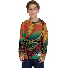 Grateful Steal Your Face Deadhead Hippie Logo Symbol Kids  Crewneck Sweatshirt by Loisa77