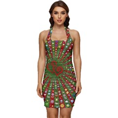 Emoji Hearts Valentine Universe Sleeveless Wide Square Neckline Ruched Bodycon Dress by Paksenen