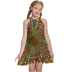 Emoji Hearts Valentine Universe Kids  Halter Collar Waist Tie Chiffon Dress by Paksenen