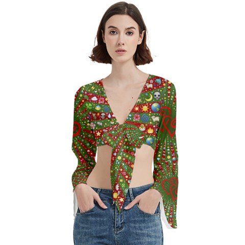 Emoji Hearts Valentine Universe Trumpet Sleeve Cropped Top by Paksenen