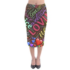 Loving Practice Agape Heart Velvet Midi Pencil Skirt by Paksenen