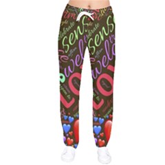 Loving Practice Agape Heart Women Velvet Drawstring Pants