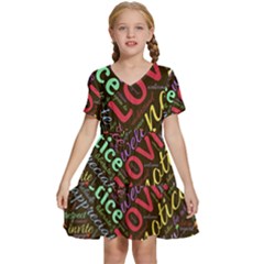 Loving Practice Agape Heart Kids  Short Sleeve Tiered Mini Dress by Paksenen