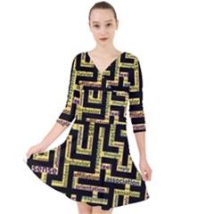 Mindset Stimulus Response Emotion Quarter Sleeve Front Wrap Dress by Paksenen