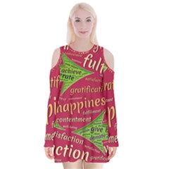 Fulfillment Satisfaction Happiness Velvet Long Sleeve Shoulder Cutout Dress