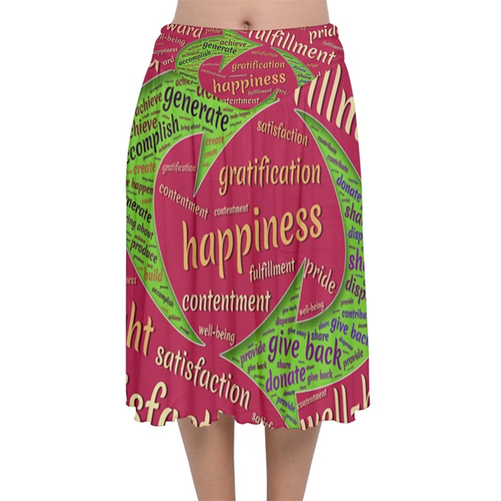 Fulfillment Satisfaction Happiness Velvet Flared Midi Skirt