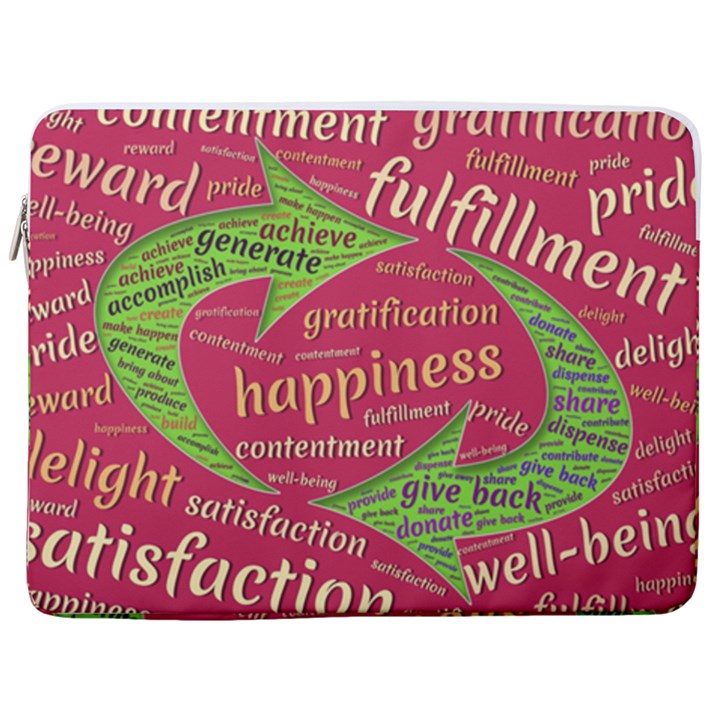 Fulfillment Satisfaction Happiness 17  Vertical Laptop Sleeve Case With Pocket