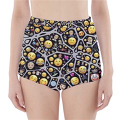 Mental Emojis Emoticons Icons High-waisted Bikini Bottoms by Paksenen