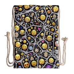 Mental Emojis Emoticons Icons Drawstring Bag (large) by Paksenen