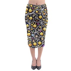 Mental Emojis Emoticons Icons Midi Pencil Skirt