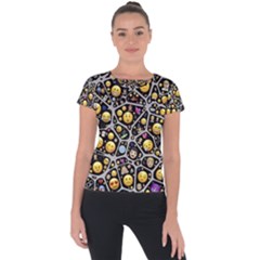 Mental Emojis Emoticons Icons Short Sleeve Sports Top  by Paksenen