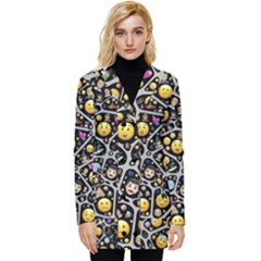 Mental Emojis Emoticons Icons Button Up Hooded Coat  by Paksenen