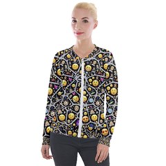 Mental Emojis Emoticons Icons Velvet Zip Up Jacket by Paksenen