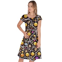 Mental Emojis Emoticons Icons Classic Short Sleeve Dress by Paksenen