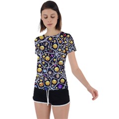 Mental Emojis Emoticons Icons Back Circle Cutout Sports T-shirt by Paksenen