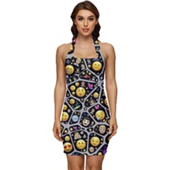 Mental Emojis Emoticons Icons Sleeveless Wide Square Neckline Ruched Bodycon Dress by Paksenen